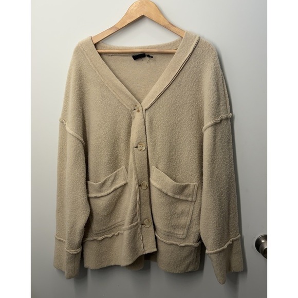Out From Under Sweaters - Out From Under Urban Outfitters Cardigan Sweater Womens Size Medium Fuzzy Tan